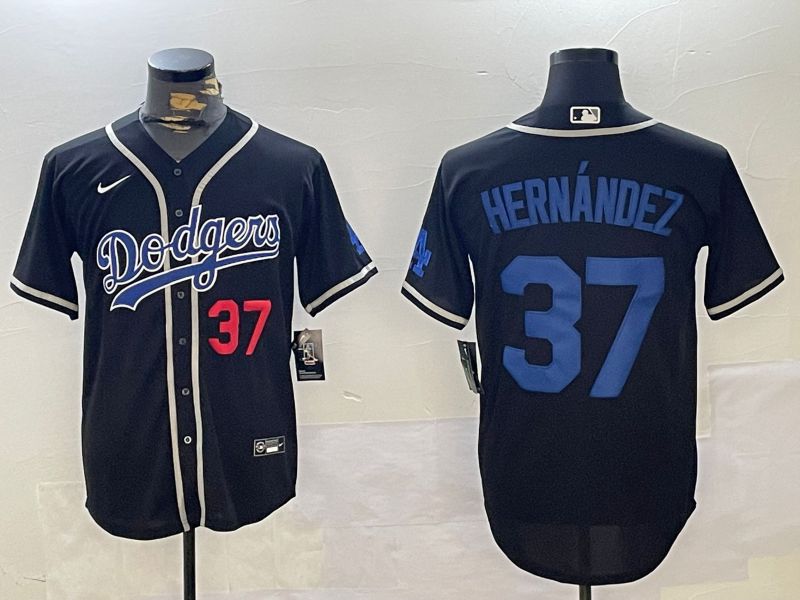 Men Los Angeles Dodgers #37 Hernandez Black Game 2024 Nike MLB Jersey style 11214